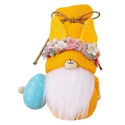 Easter Decoration Gift Party Decorations Easter Bunny Gnomes Decor Exquisite Swedish Stuffed Doll with Easter Egg Carrot \u0026 Colorful Flowers Knitted Hat Decorated with Flower Crown Easter Faceless Dwa